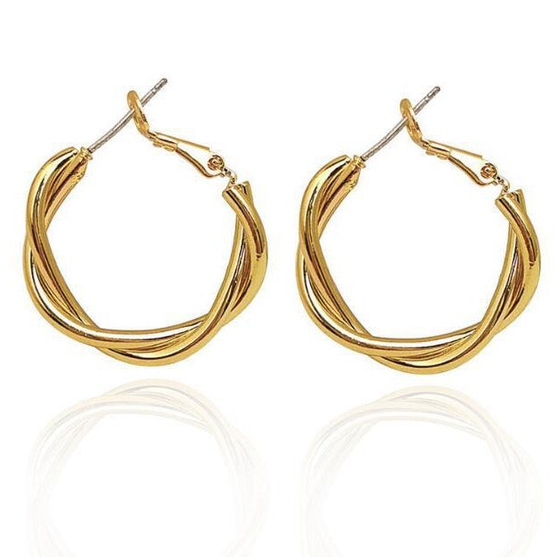 6 Set - Metal twist earrings - Golden (Unit price 20)