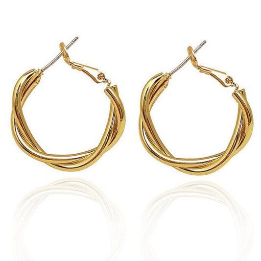 6 Set - Metal twist earrings - Golden (Unit price 20)