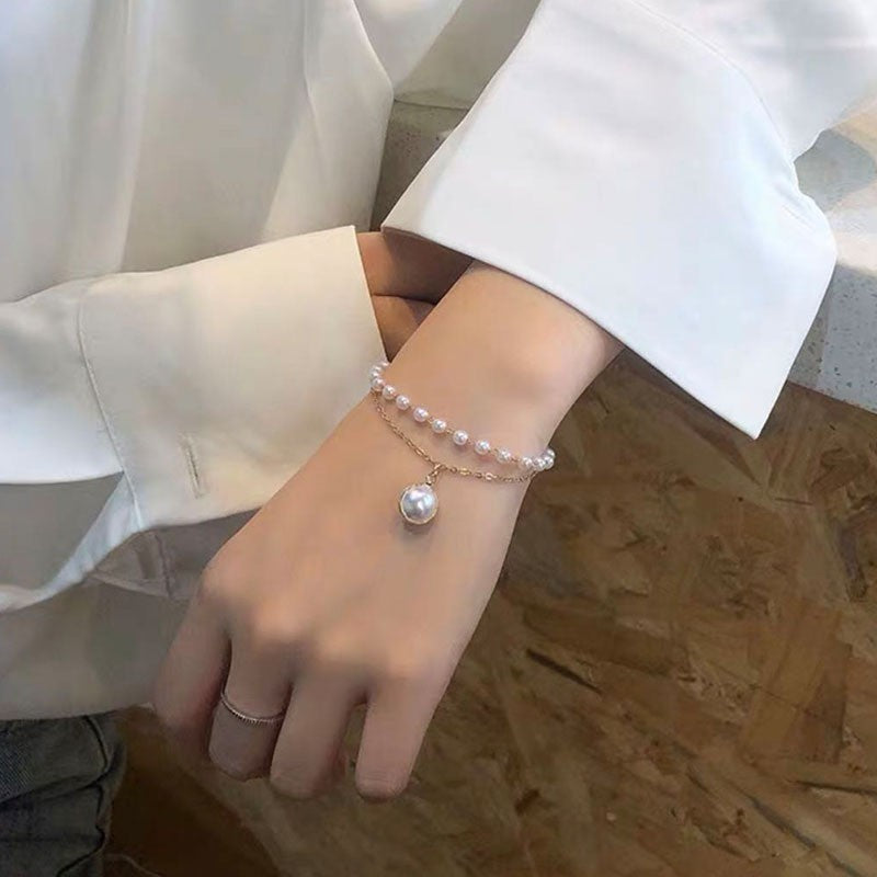 6 Set - Chain pearl bracelet - Golden (Unit price 20)