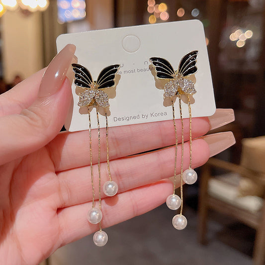6 Pairs - Korean New Black Butterfly Earrings (1 Pair Price - 54)