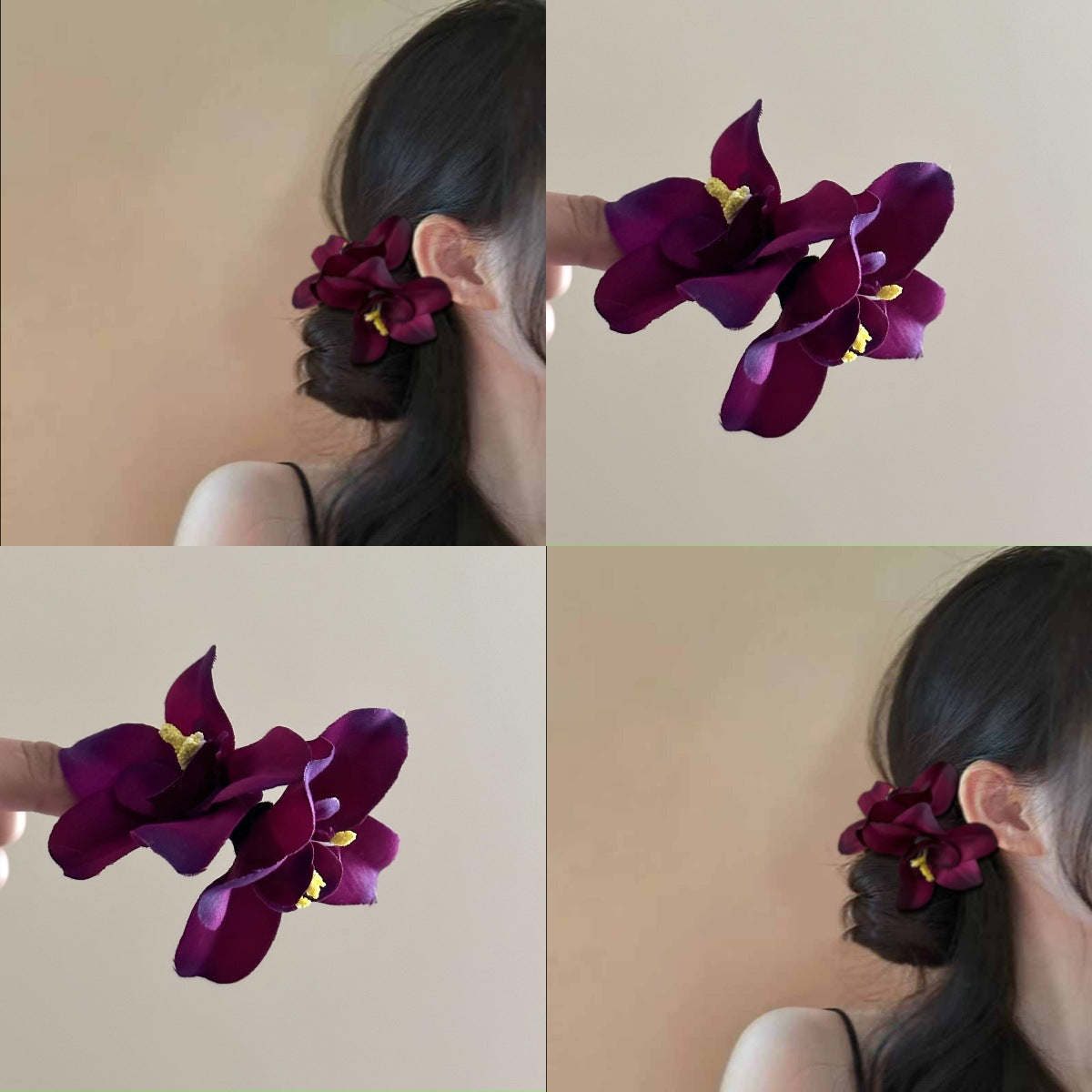 6 Pc - New Bohemian Tropical Style Flower Hair Clip opp packing (1 Pc Price - 21)