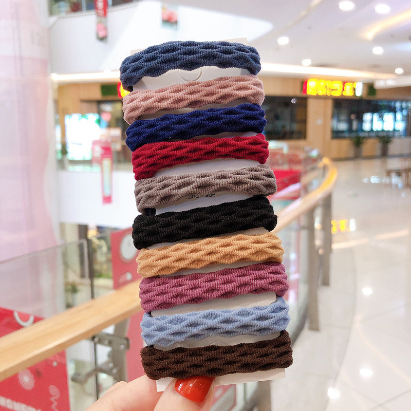 50 Pc - Korean Style Simple Hair Tie Towel Ring Headband - Diamond Design (Mix Color in OPP bag) (Unit Price 1.2)