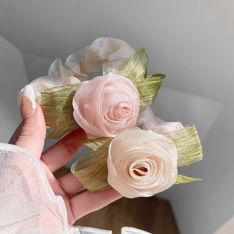 3 Pc - Rose flower hair rope (Mix Color OPP packing) (1 Pc Price - 39)