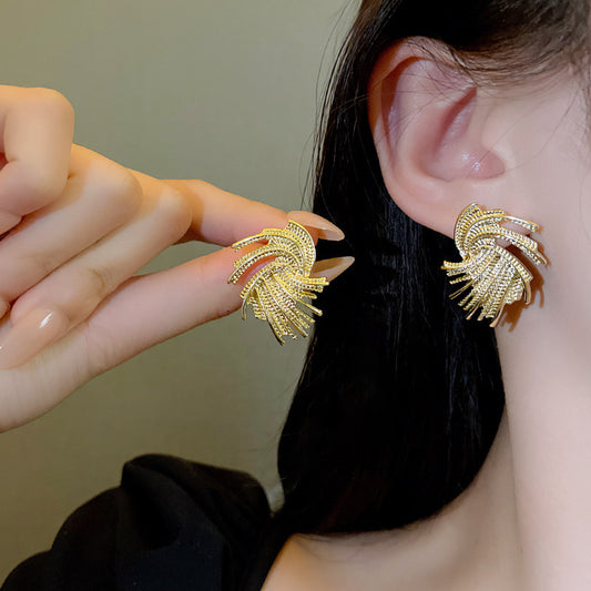 6 Set - Metallic spiral earrings - Golden (1 Set price - 26)