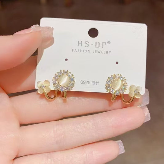 6 Set - Cat's eye stone flower earrings (1 Set price - 42)