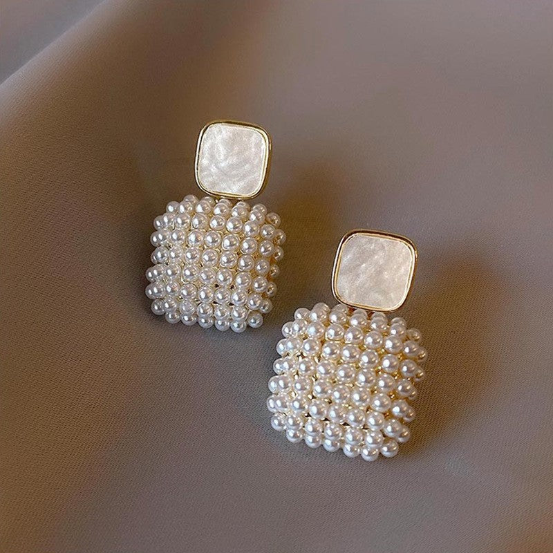 6 Pairs - Vintage Square Pearl Earrings (1 Pair Price - 34)