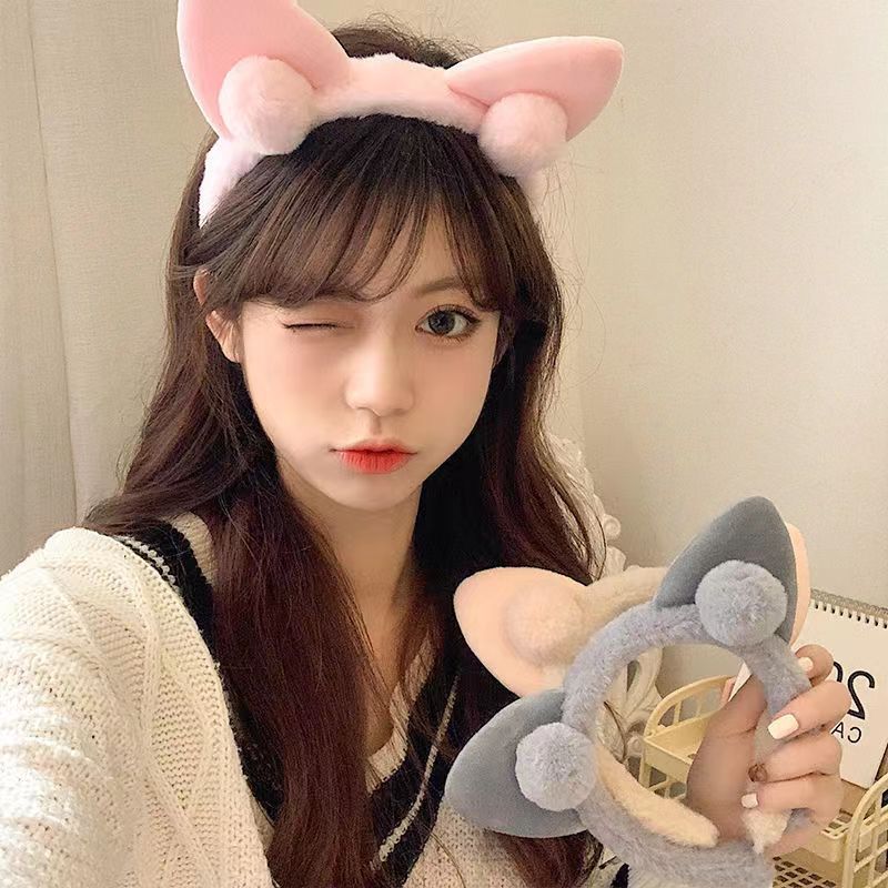 3 Pc - Sweet Cat Ear Plush Hairband (Mix Color) (1 Pc Price - 51)