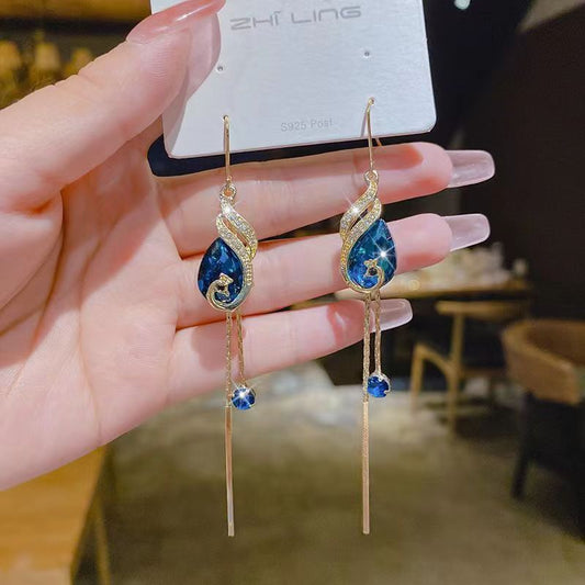 6 Pairs - Retro Peacock Short and Long Tassel Earrings (Mix Color) (1 Pair Price - 49)