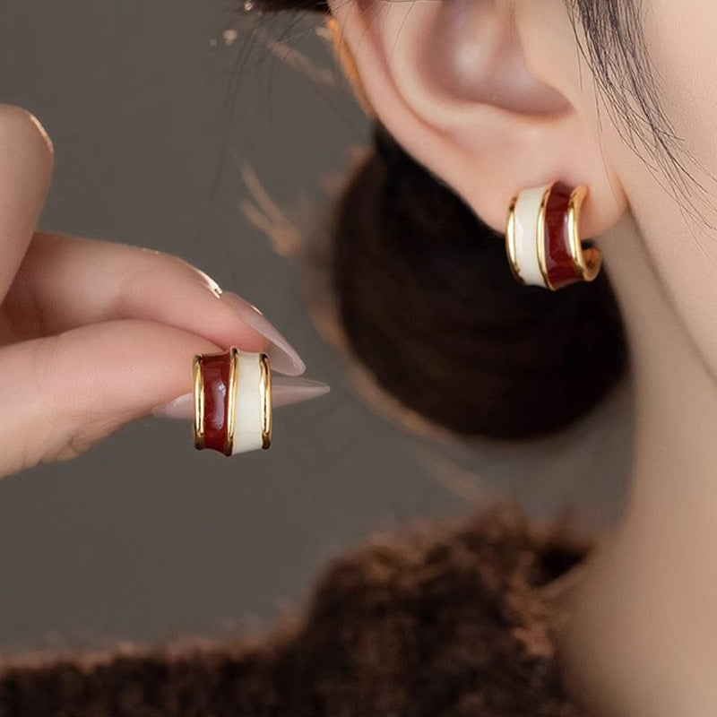 6 Pairs - Vintage Irregular Maillard Earrings for Women (Mix Color)  (1 Pair Price - 32)