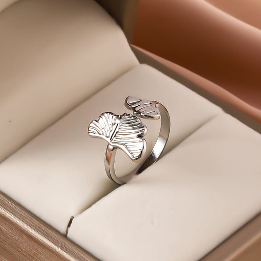 3 Pc - Two Leaf Ring - Silver (Unit Price - 42)