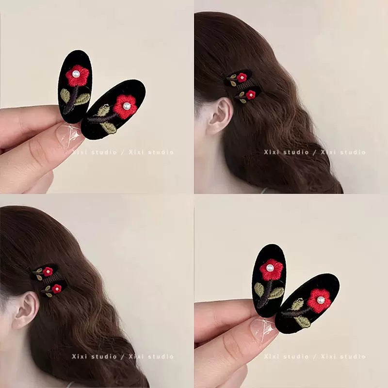 6 Pc - Exquisite embroidered flower hairpin opp packing (1 Pc Price - 14)