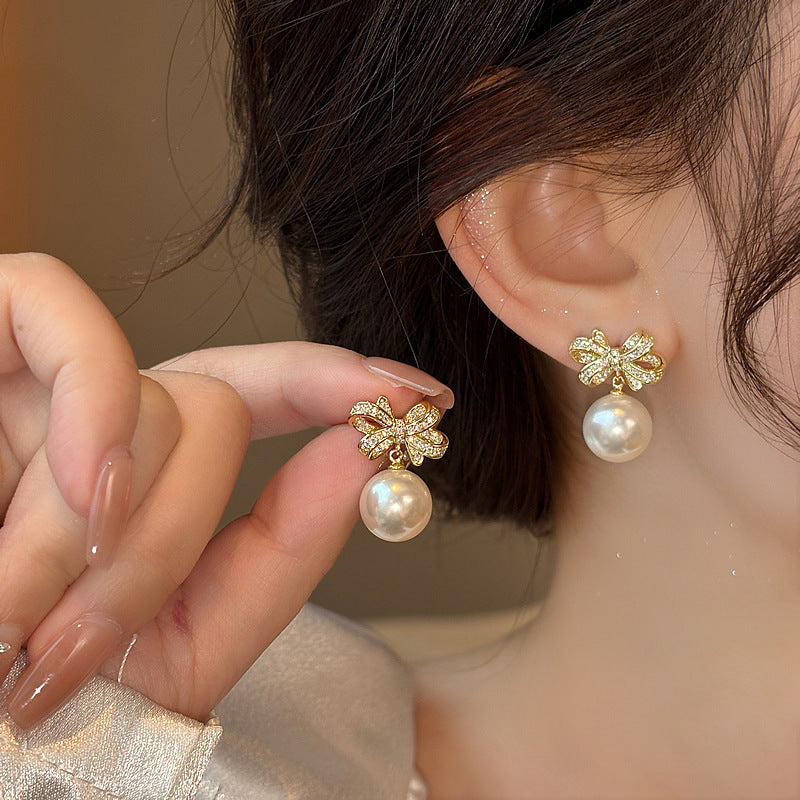 6 Pairs - Bow Pearl Earrings (1 Pair Price - 28)