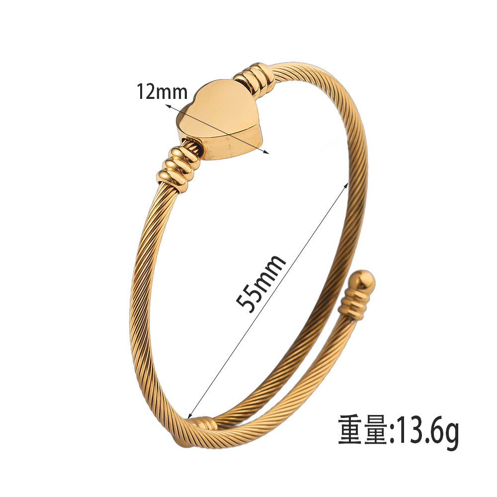 3 Pc - Titanium steel love bracelet - Golden (Unit Price - 123)