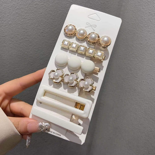 New white six-piece set hairclip Card Packing