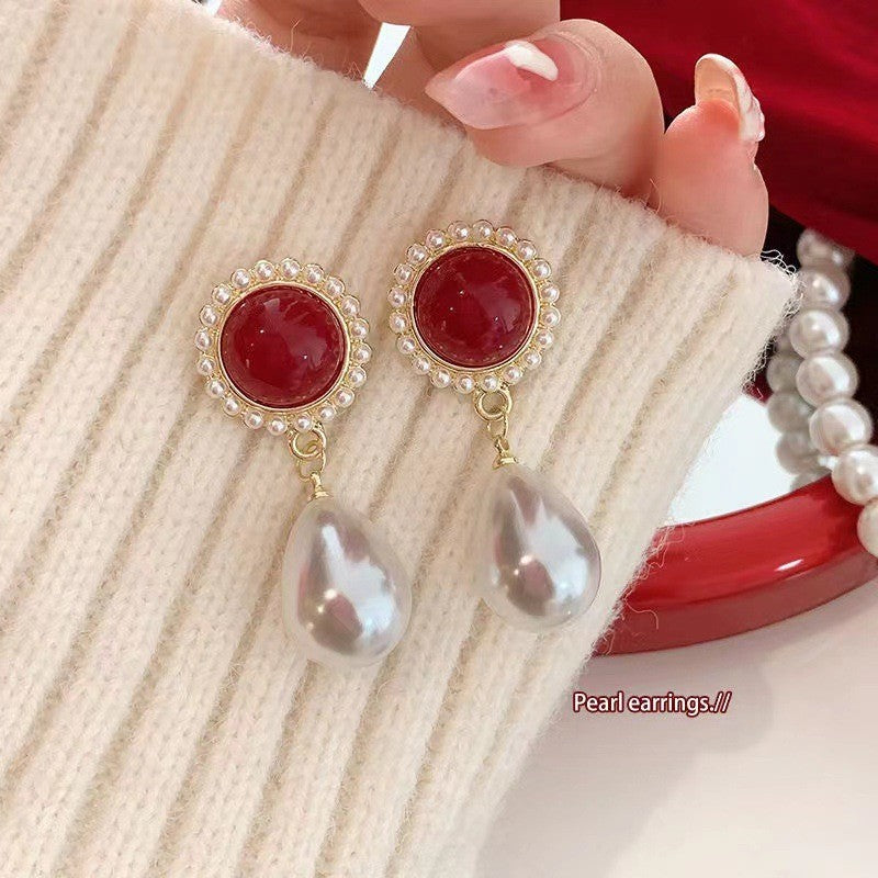 6 Pairs - Oval pearl earrings (Mix Color) (1 Pair Price - 30)