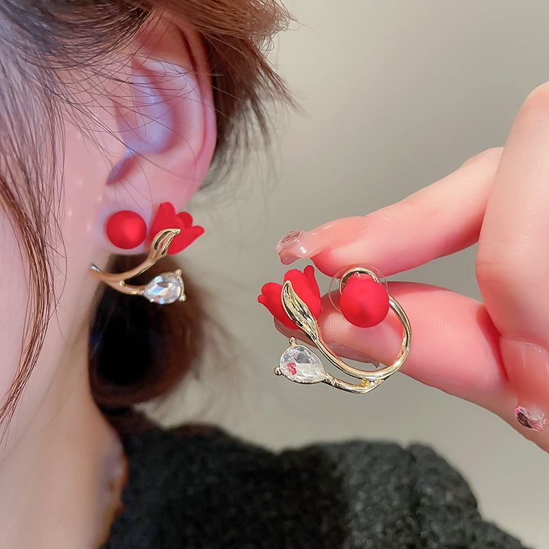 6 Pairs - Colored Tulip Flower Earrings (Mix Color) (1 Pair Price - 26)