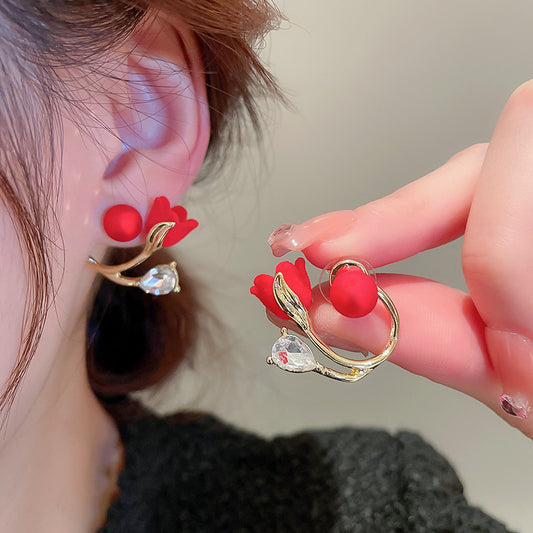 6 Pairs - Colored Tulip Flower Earrings (Mix Color) (1 Pair Price - 26)