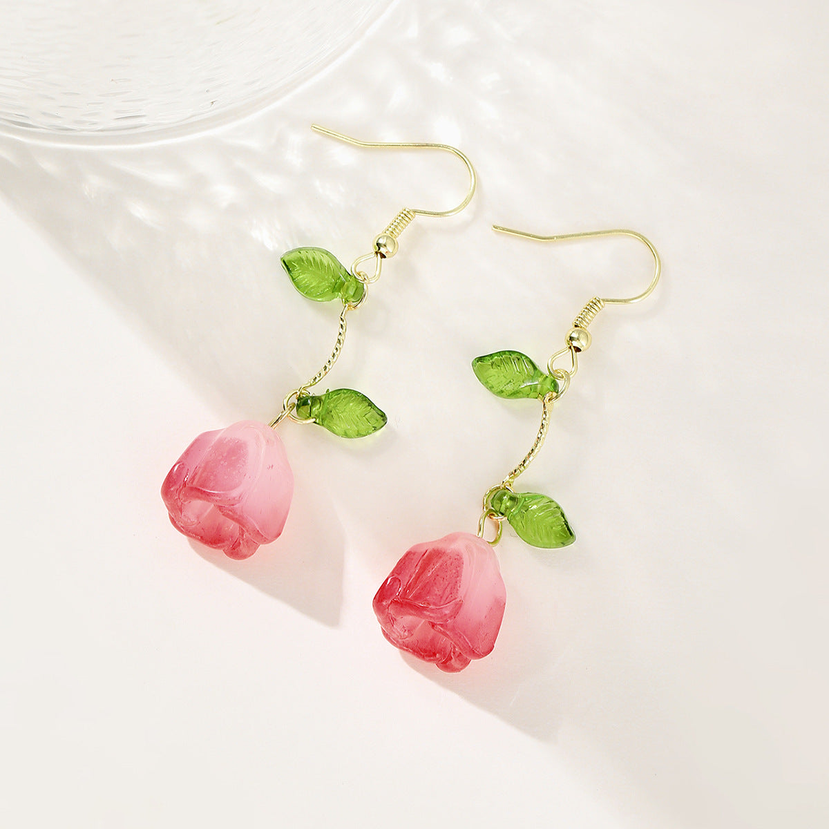 6 Pairs - Sweet Forest Rose Flower Long Ear Hooks (1 Pair Price - 34)