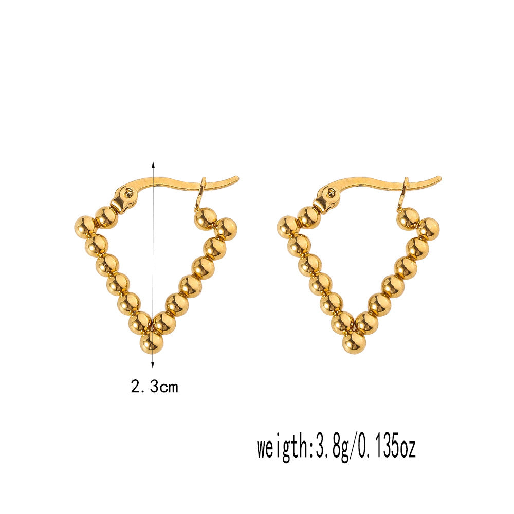 3 Pairs - Triangle Beads Earring - Golden (Unit Price - 51)