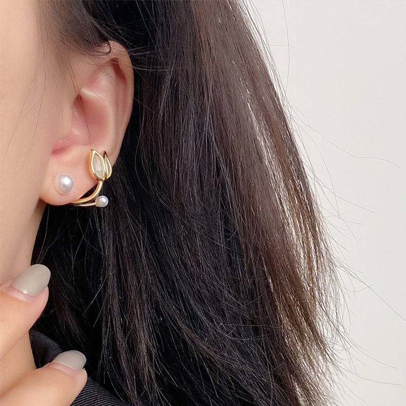6 Set - A pair of small tulip flower earrings  (1 Set price - 22)