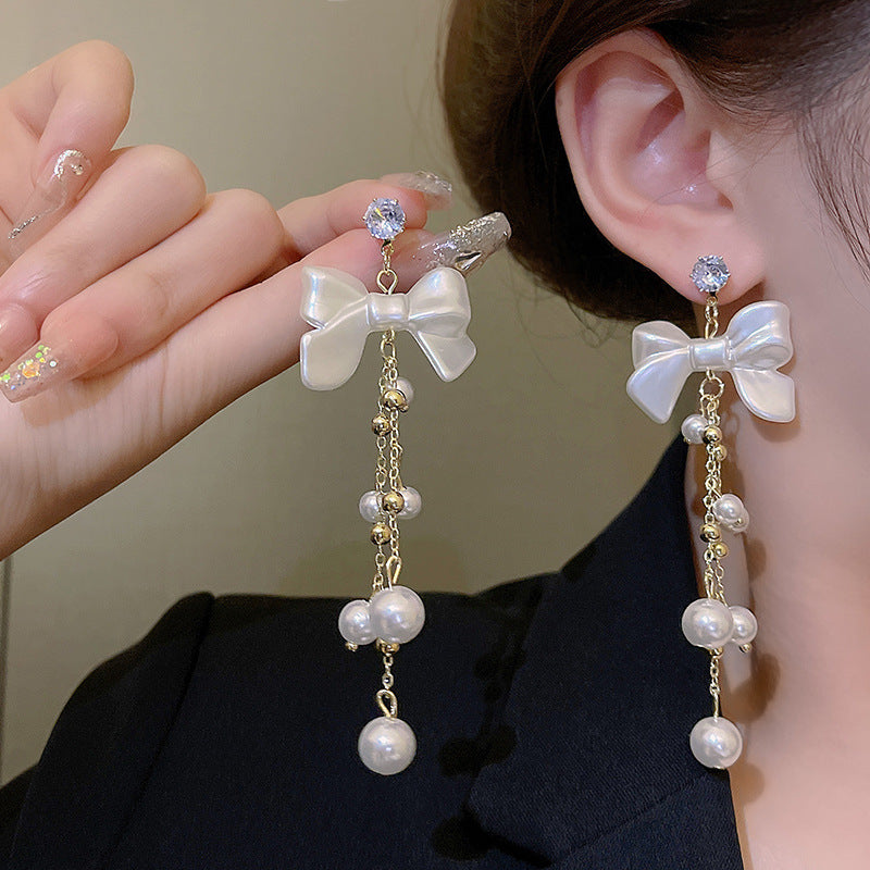 6 Pairs - Retro Long Fashion Bow Tassel Earrings (1 Pair Price - 41)