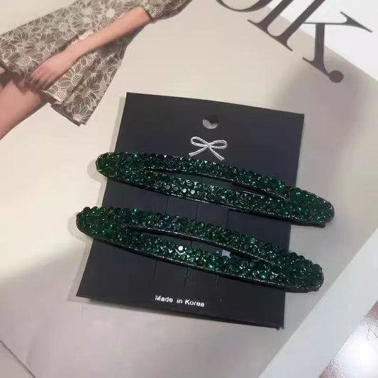 3 Pc - Green rhinestone BB clip (Unit Price - 8)