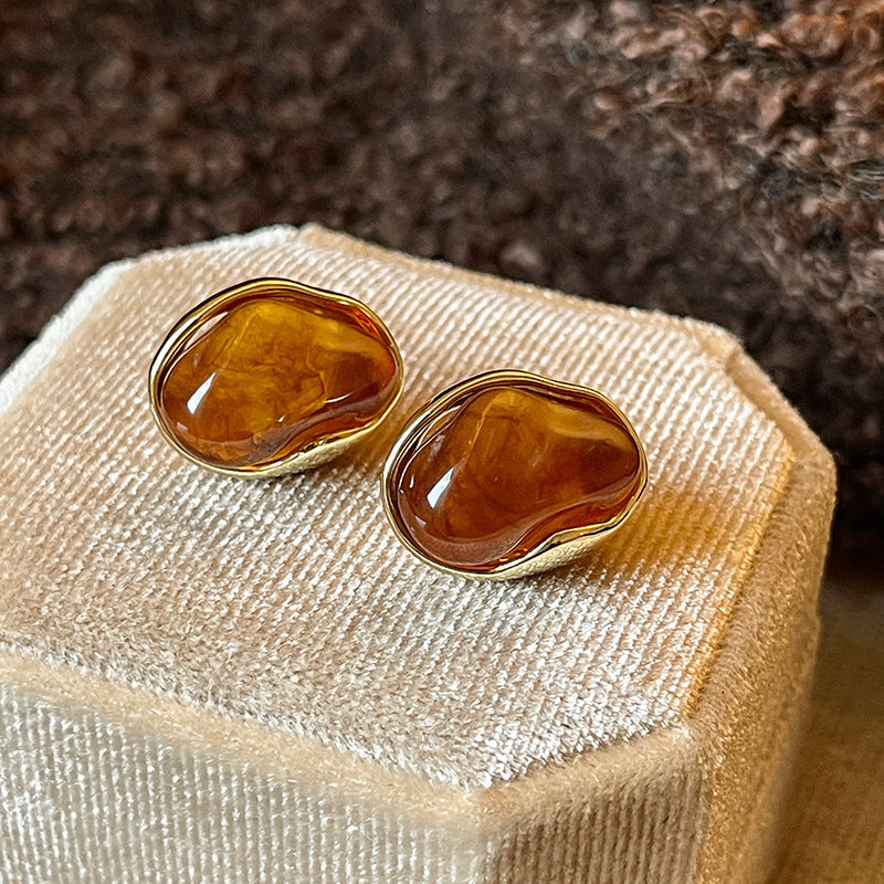 6 Pairs - New Melard Coffee Color Amber Earrings (1 Pair Price - 30)