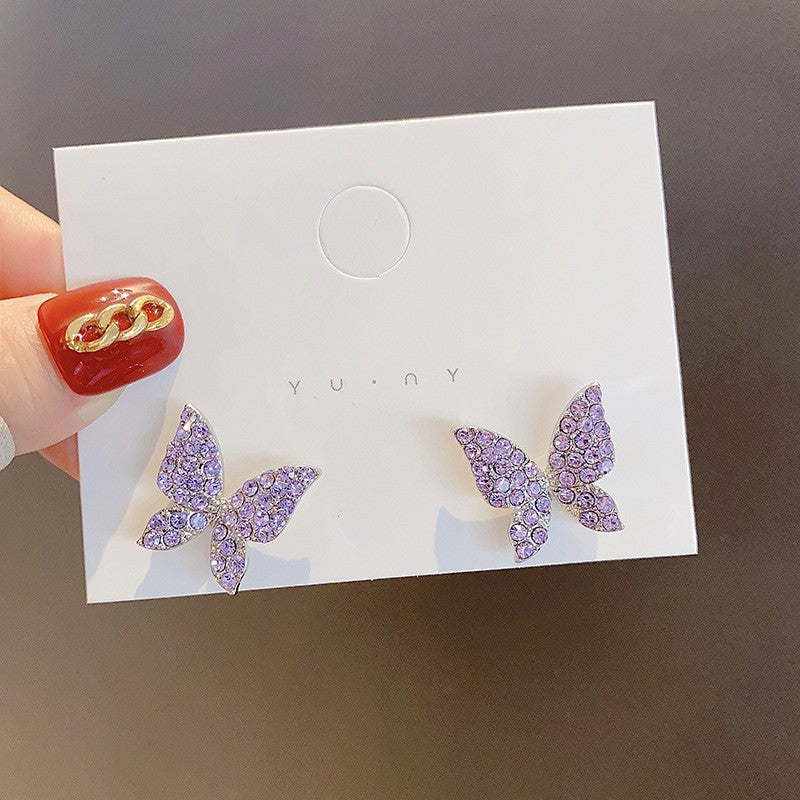 6 Pairs - New Elegant Purple Butterfly Earrings (1 Pair Price - 34)