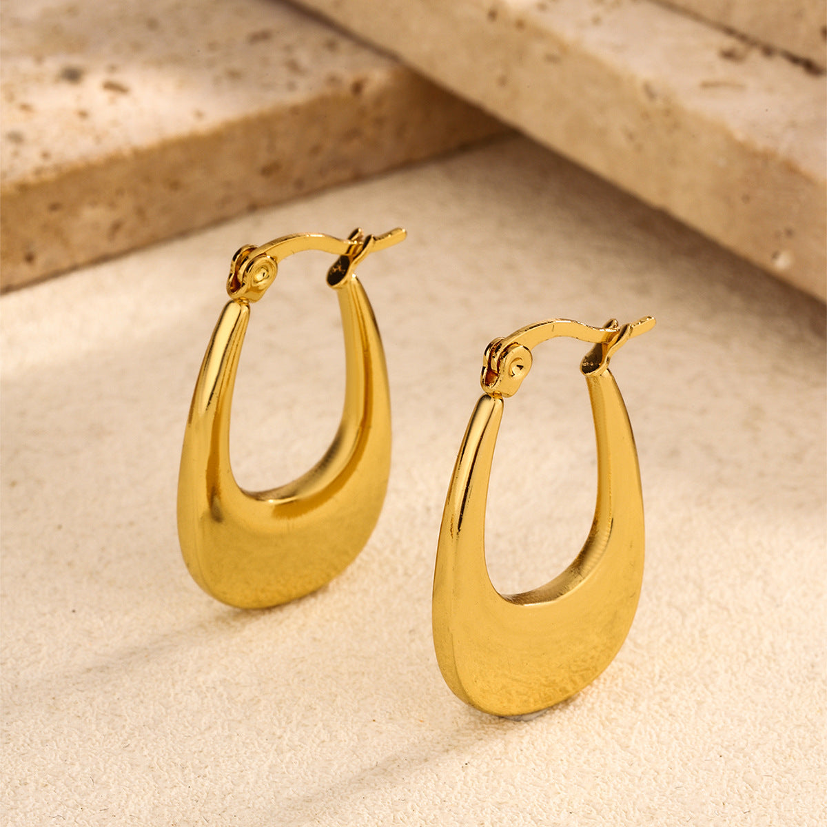 3 Pairs - Anti Tarnish Oval Hoop Earrings (1 Pair Price - 40)