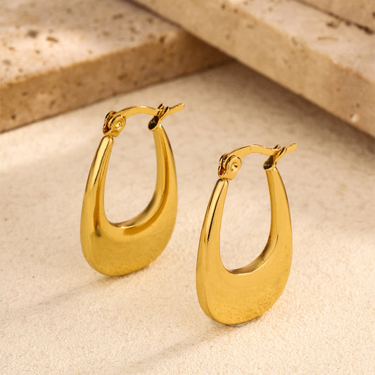 3 Pairs - Anti Tarnish Oval Hoop Earrings (1 Pair Price - 40)