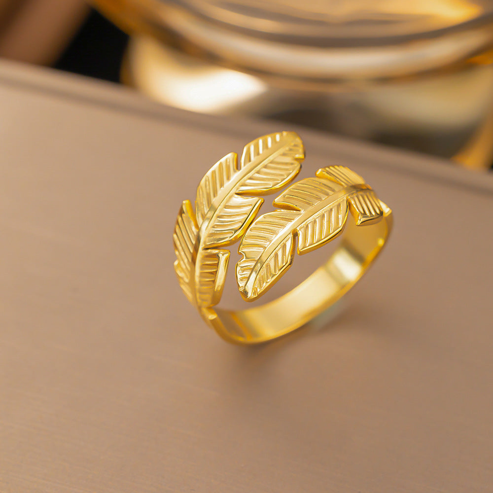 3 Pc - Anti Tarnish Feather ring gold (1 Pc Price - 46)