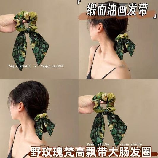 6 Pc - Bow Ribbon Large Intestine Hair Ring Head Rope (Mix Color) (Unit Price - 23)