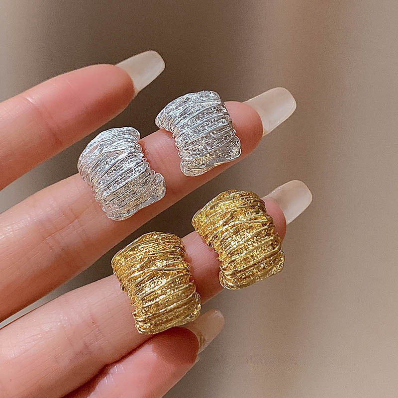 6 Set - Irregular metal pleated earrings - Golden (1 Set price - 22)