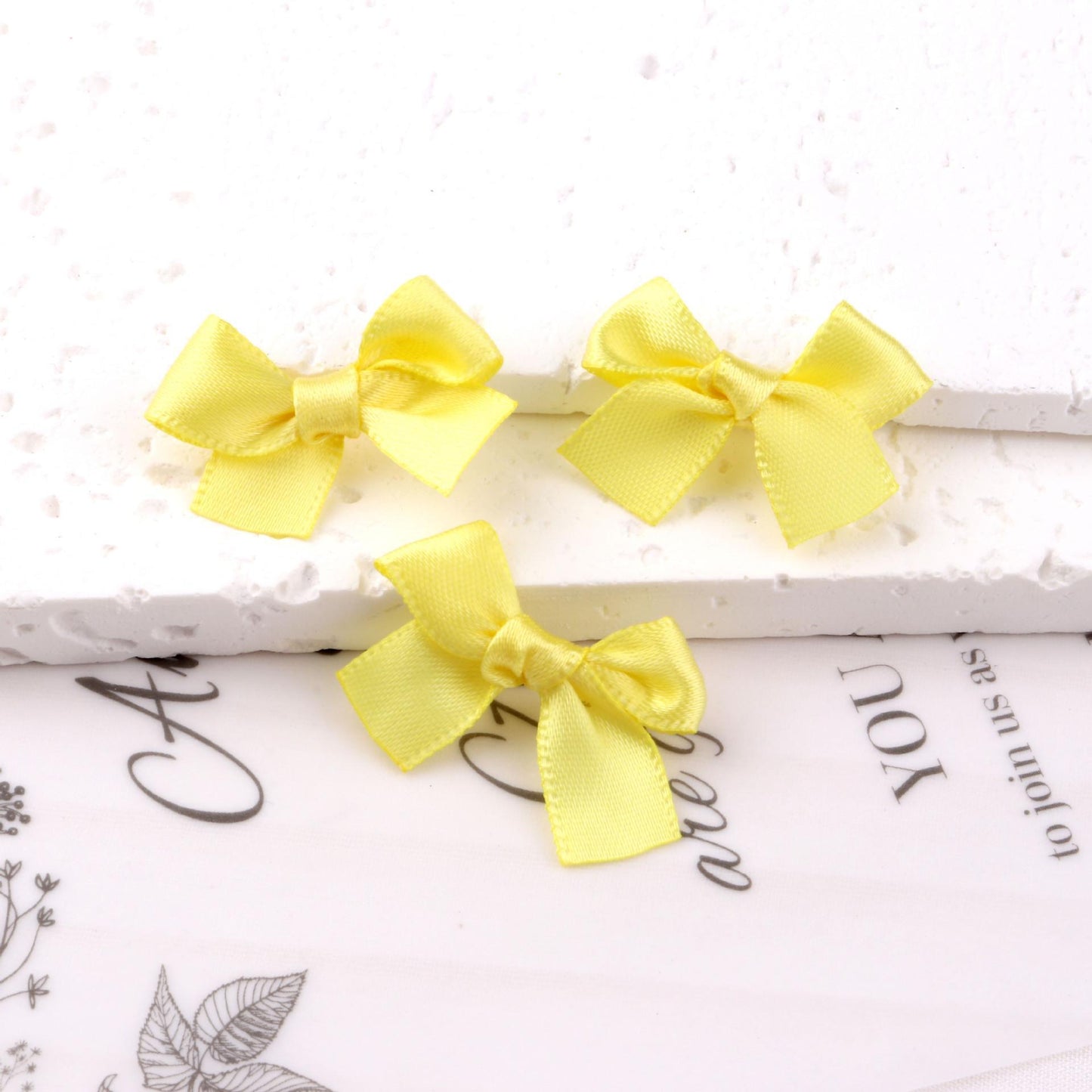 Yellow Ribbon 3cm bow mini hairpin (10 Pc Set Card packing)