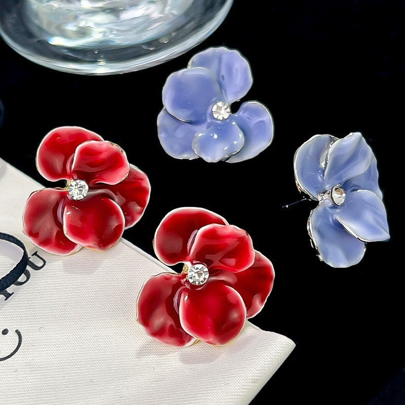 6 Pairs - Flower three-dimensional petal oil drop earrings (Mix Color) (1 Pair Price - 23)