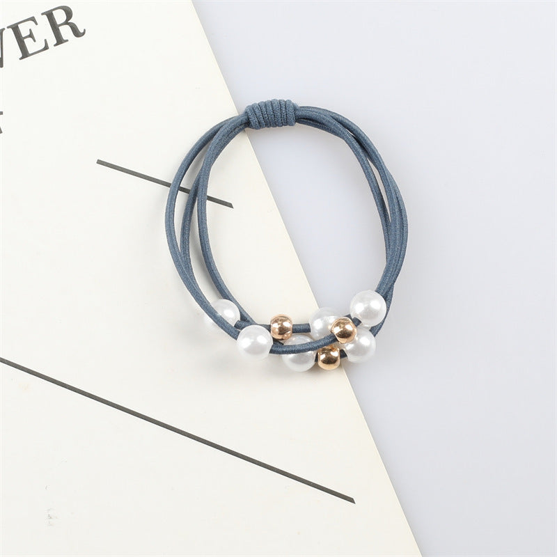 6 Pc - Three-line pearl base rubber band - Denim Blue (1 Pc Price - 3.5)