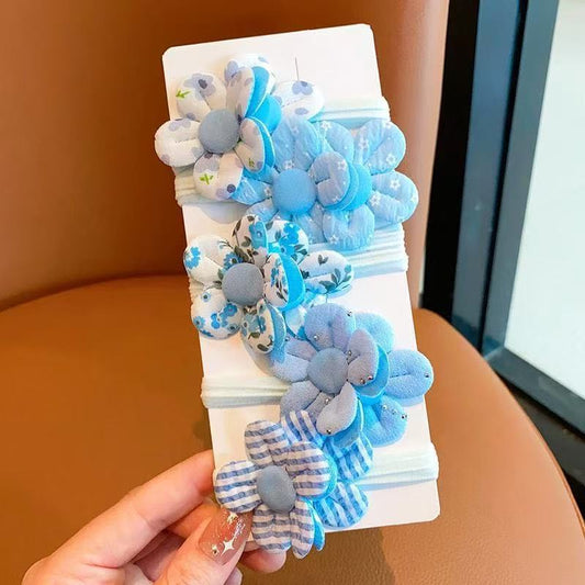 3 Set - Blue Flower rubberband (Set of 5) (1 Set Price - 31)