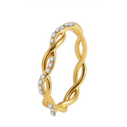 6 Pc - Full diamond twisted ring - Golden (Unit Price - 22)