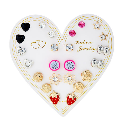 New monthly 12 pairs card-mounted earrings set - D14