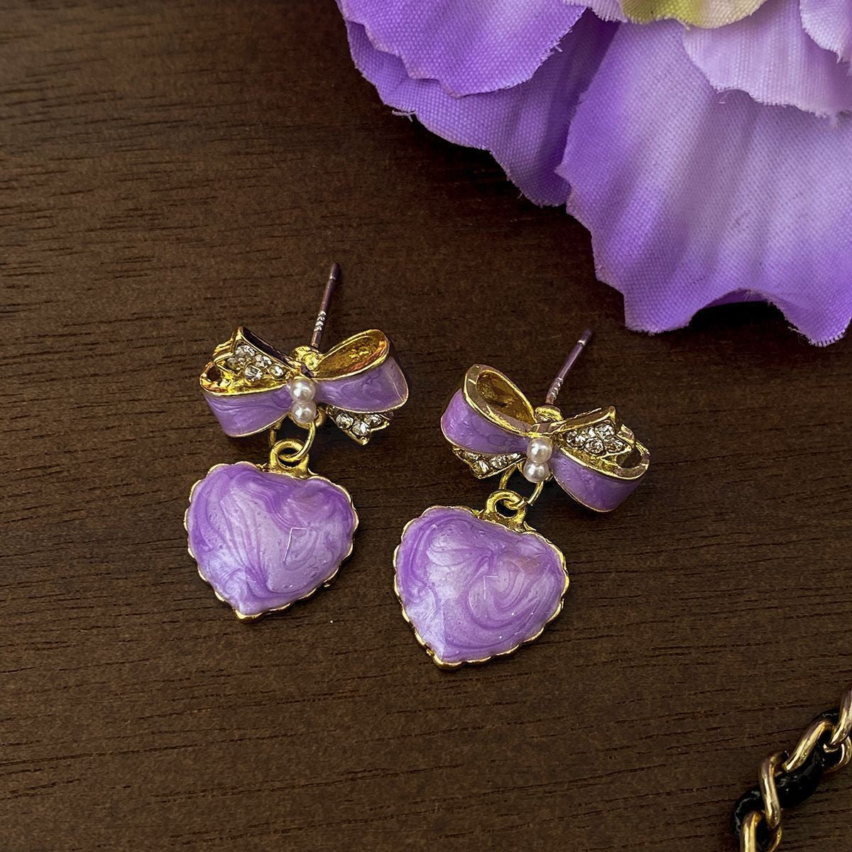 6 Set - Lavender purple heart earrings (Unit price 31)
