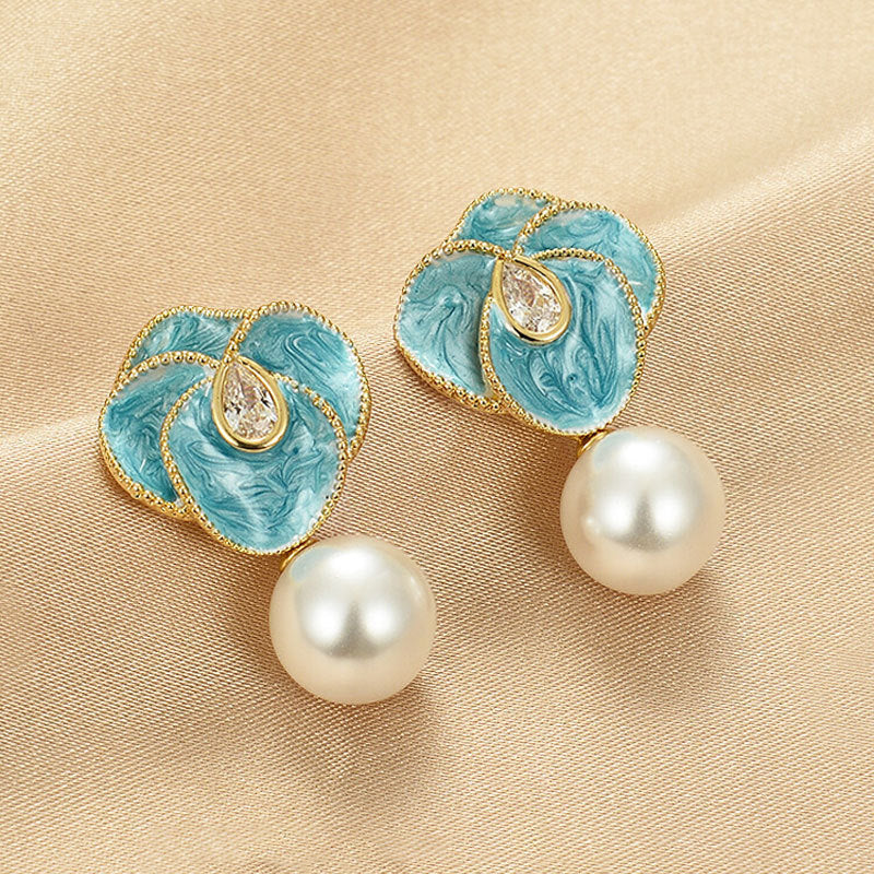 6 Set - Mother-of-pearl flower earrings (Mix color) (Unit price 31)
