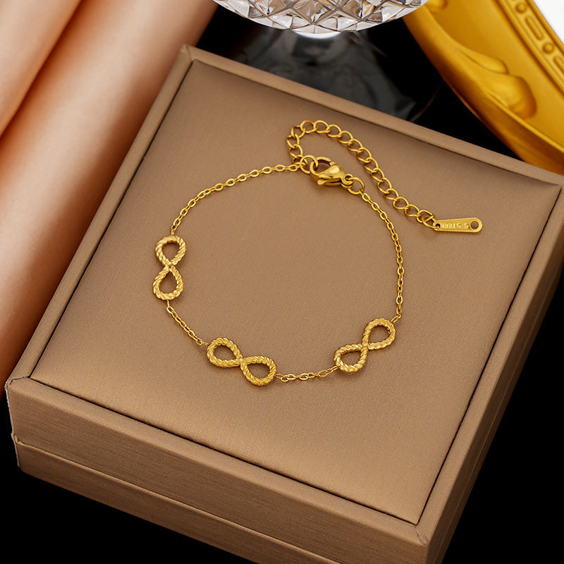 3 Pc - Anti Tarnish 3 number 8 bracelet gold (1 Pc Price - 70)