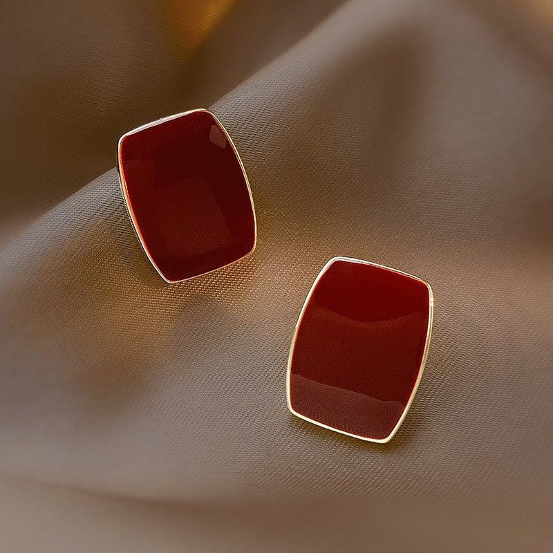 6 Set - Burgundy retro Hong Kong style earrings (1 Set price - 19)