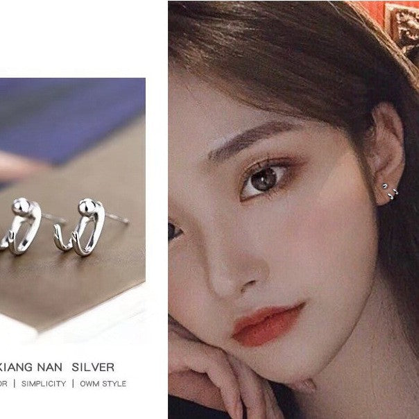 6 Pairs - C-shaped Cyber ??Celebrity Hong Kong Style Earrings (1 Pair Price - 14)
