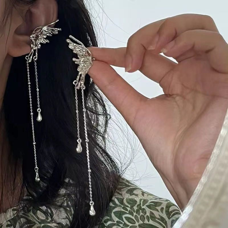 6 Pairs - Super Fairy Butterfly Tassel Zircon Ear Bone Clip Earrings (1 Pair Price - 43)