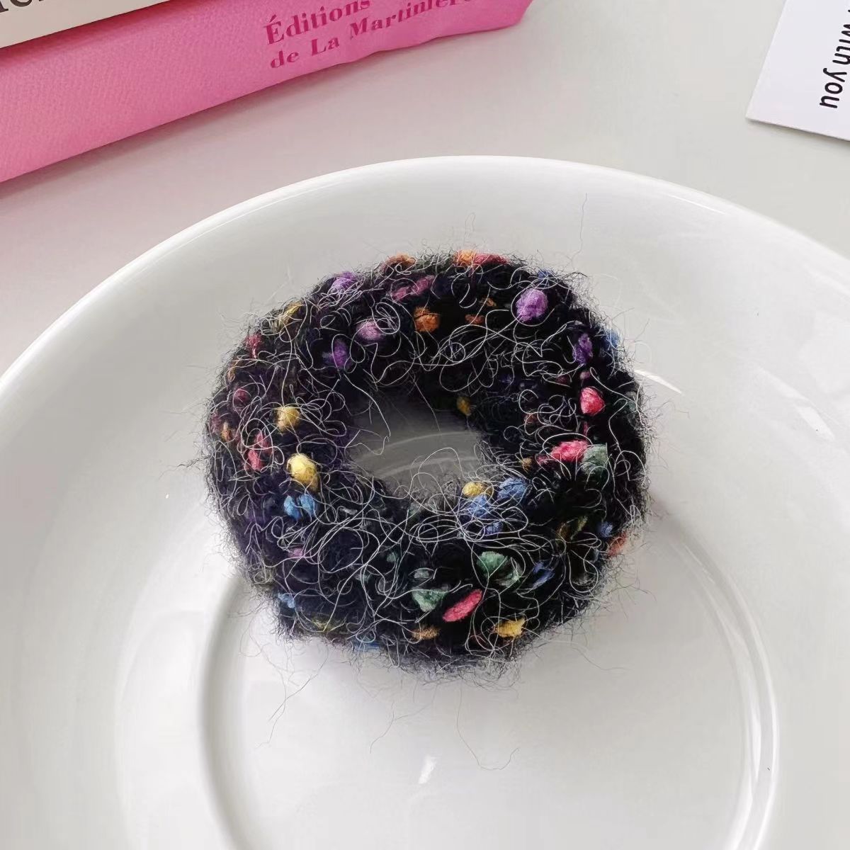 6 Pc - Plush Towel Rubberband - Black (1 Pc Price - 6)