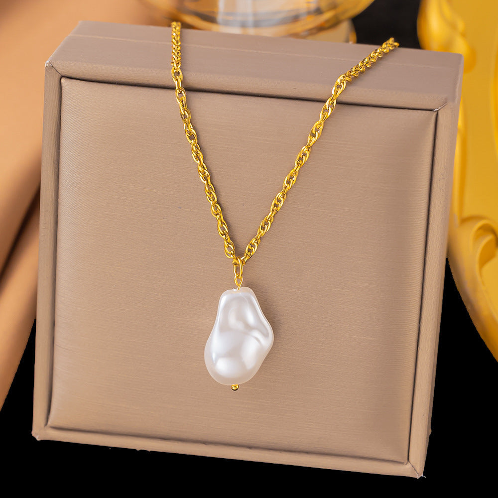 3 Pc - Anti Tarnish Special-shaped pearl necklace gold (1 Pc Price - 64)