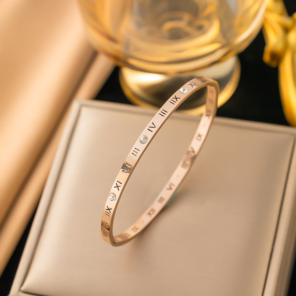 3 Pc - Anti Tarnish Letter solitaire bracelet rose gold (1 Pc Price - 121)