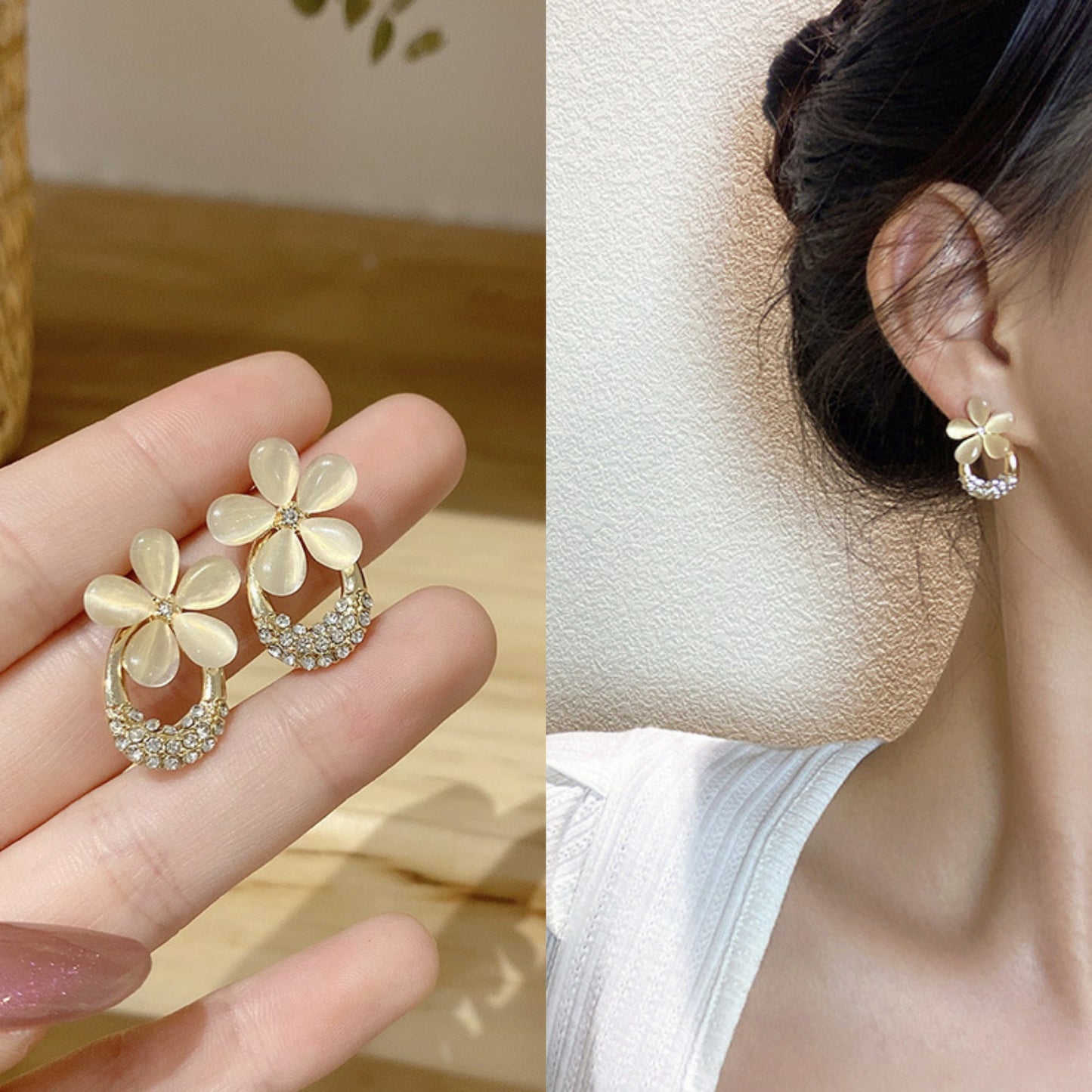6 Set - Pineapple cat's eye stone earrings (Unit price 42)
