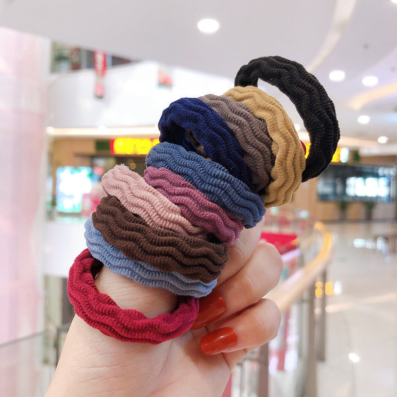 50 Pc - Korean Style Simple Hair Tie Towel Ring Headband - Wave Design (Mix Color in OPP bag) (Unit Price 1.2)